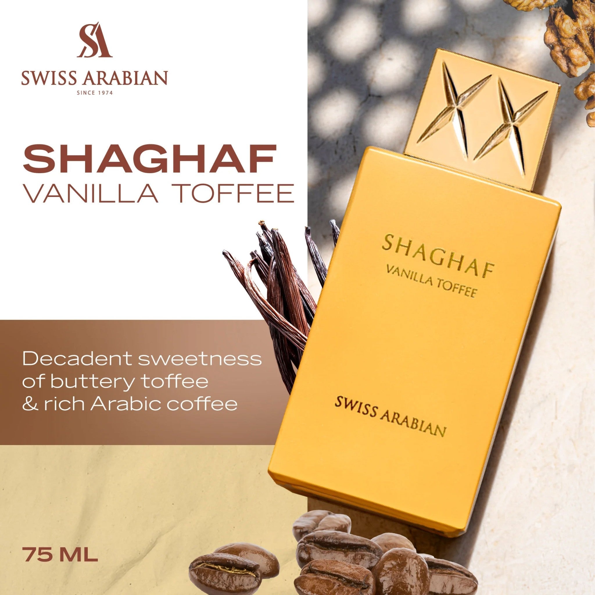 Shaghaf Vanilla Toffee by Swiss Arabian - Apa de parfum dama - 75 ml