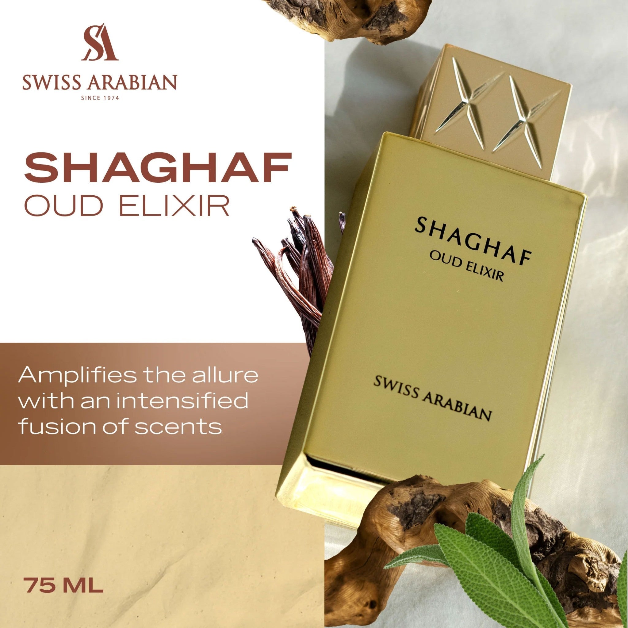 Shaghaf Oud Elixir by Swiss Arabian - Apa de parfum unisex - 75 ml
