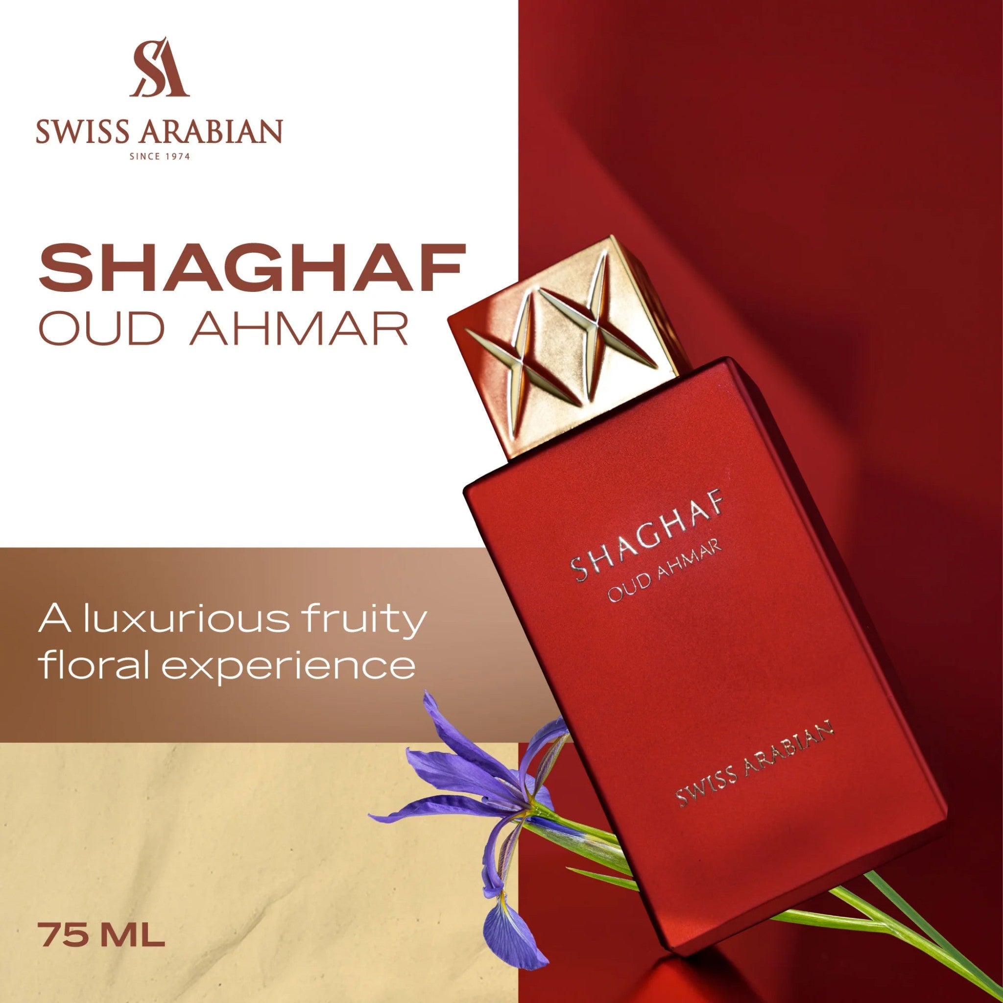 Shaghaf Oud Ahmar by Swiss Arabian - Apa de parfum unisex - 75 ml