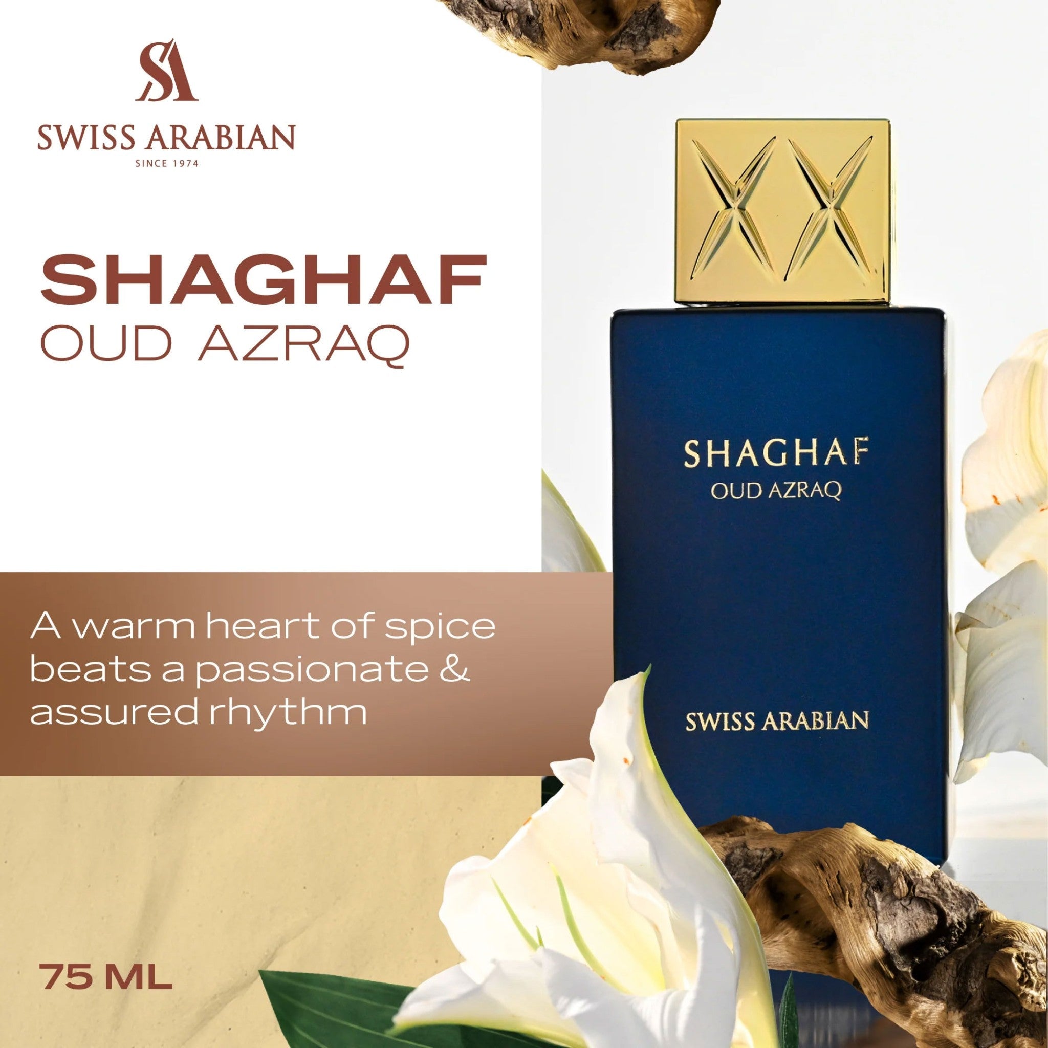 Shaghaf Oud Azraq by Swiss Arabian - Apa de parfum barbati - 75 ml