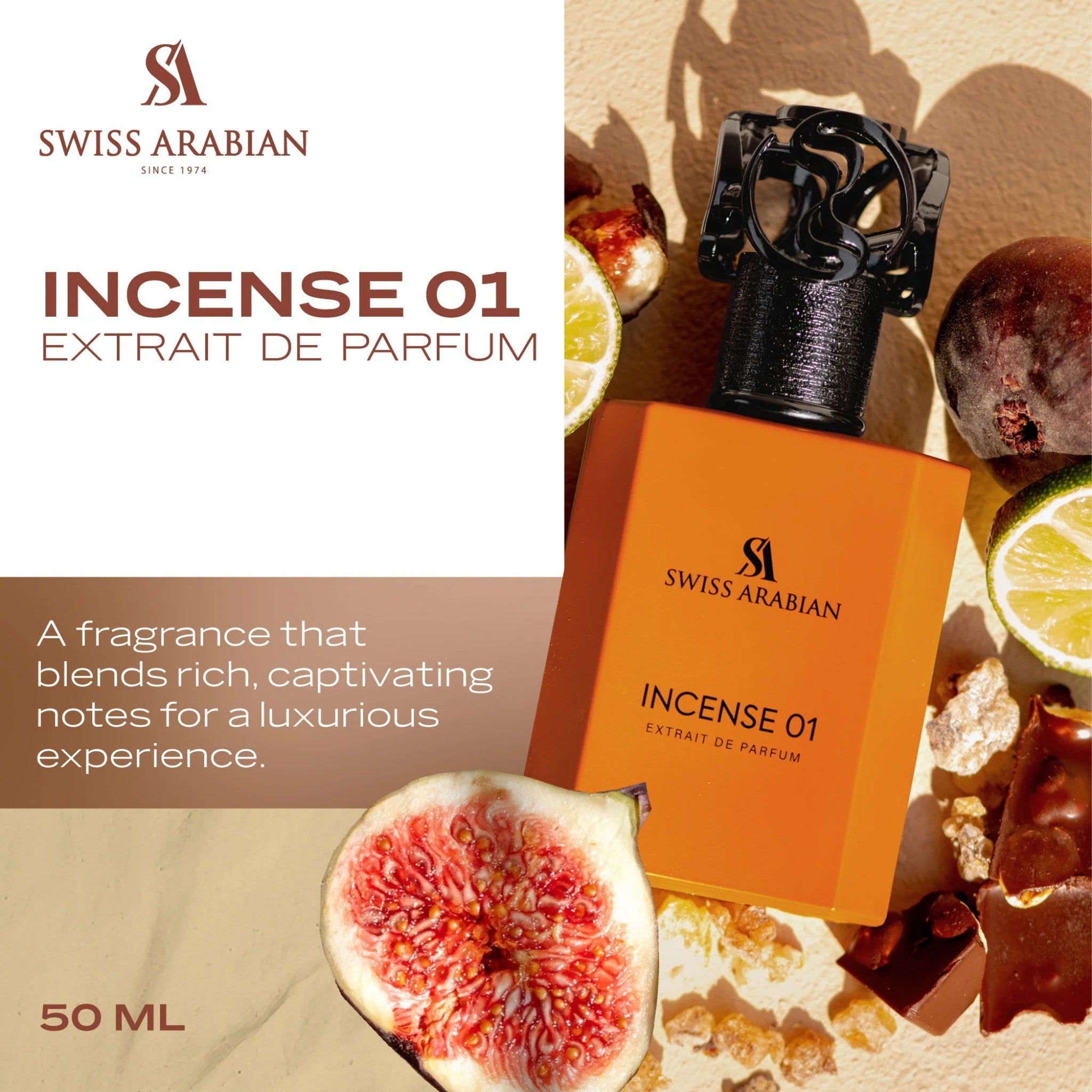 Incense 01 by Swiss Arabian - Extract de Parfum Barbati - 50 ml