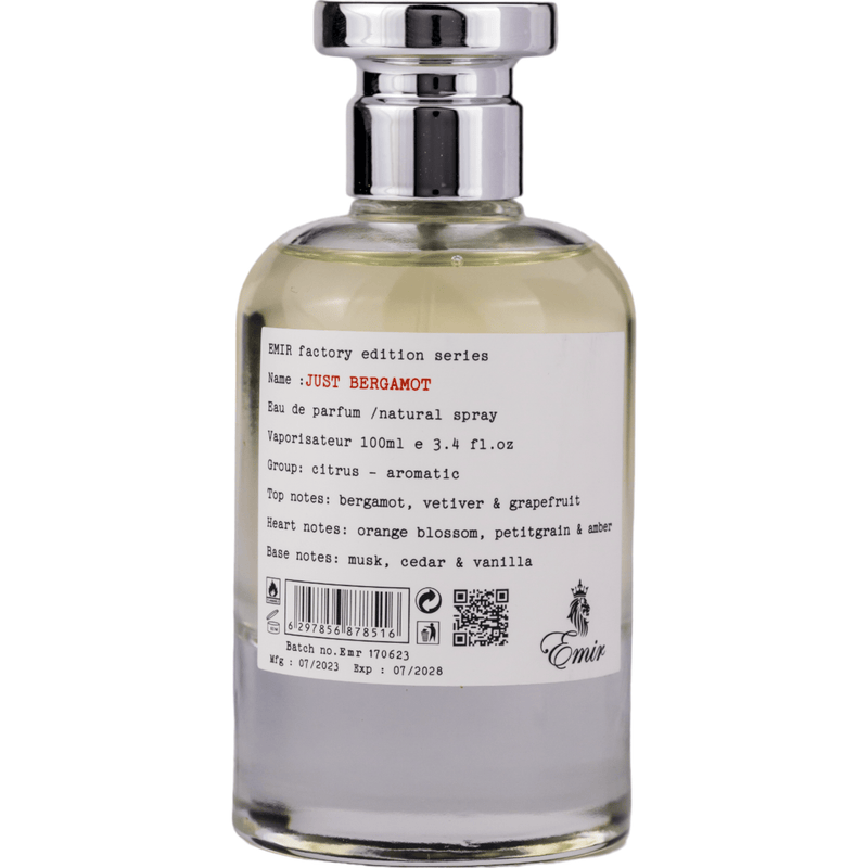 Parfum arabesc unisex  Emir Just Bergamot Factory Edition  -  100ml